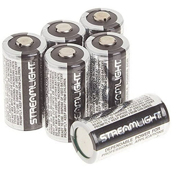 Streamlight 85180 3V CR123A Lithium Batteries, 6-Pack, Black