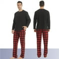 thumbnail image 3 of YUSHOW Mens Fleece Pajamas Set Soft Winter Warm Long Sleeve Plaid Pjs Sleepwear 2-Piece Size L, 3 of 7