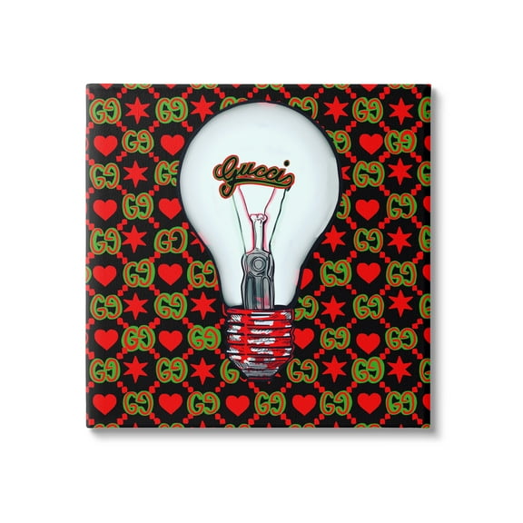 Stupell Industries Glam Brand Lightbulb Pattern Beauty & Fashion Painting Gallery Wrapped Canvas Print Wall Art, 17 x 17
