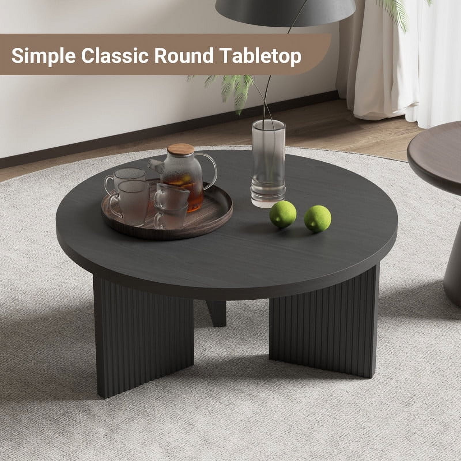 Noodeniya 35" Round Coffee Tables, Small Tables for Living Room, Black