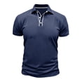 thumbnail image 4 of Blusa de Manga Corta de los Hombres Botones de Color Sólido Al Aire Libre Transpirable Cuello de Vuelta, Sudadera Suelta Casual para Diario, 4 of 8