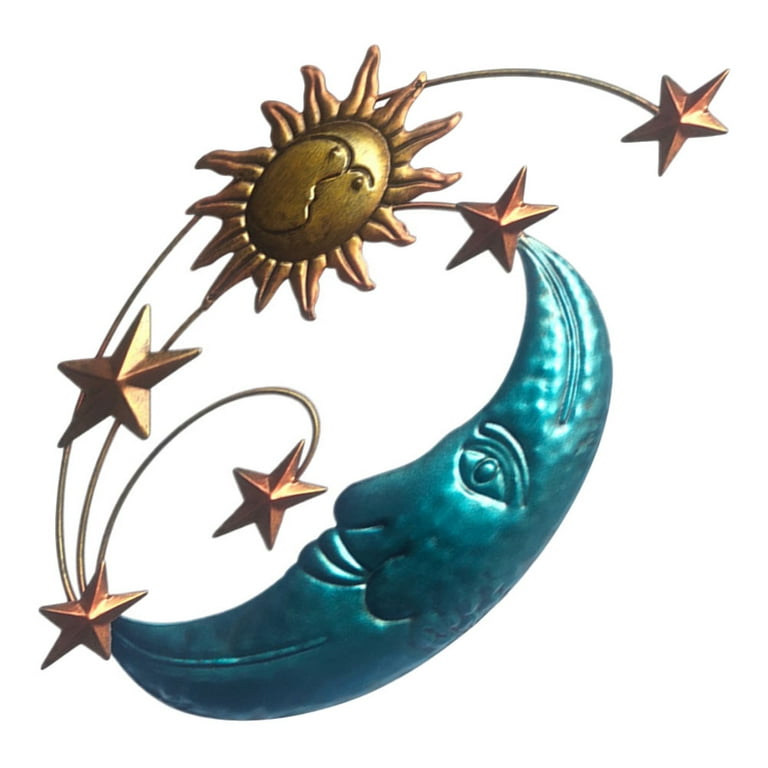 Moon Sun Celestial Hanging Sculpture Outdoor Wall Decor Garden Metal Yard Art Moon Sun Celestial Hanging Sculpture Outdoor Wall Decor Garden Metal Yard Art