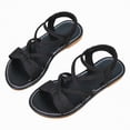 thumbnail image 6 of TOWED22 Girls Sandals Open Toe Summer Flats Dress Sandals Shoes Toddler/Little Kid/Big Kid Black,12, 6 of 6
