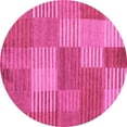 thumbnail image 1 of Ahgly Company Indoor Round Checkered Pink Modern Area Rugs, 5' Round, 1 of 4