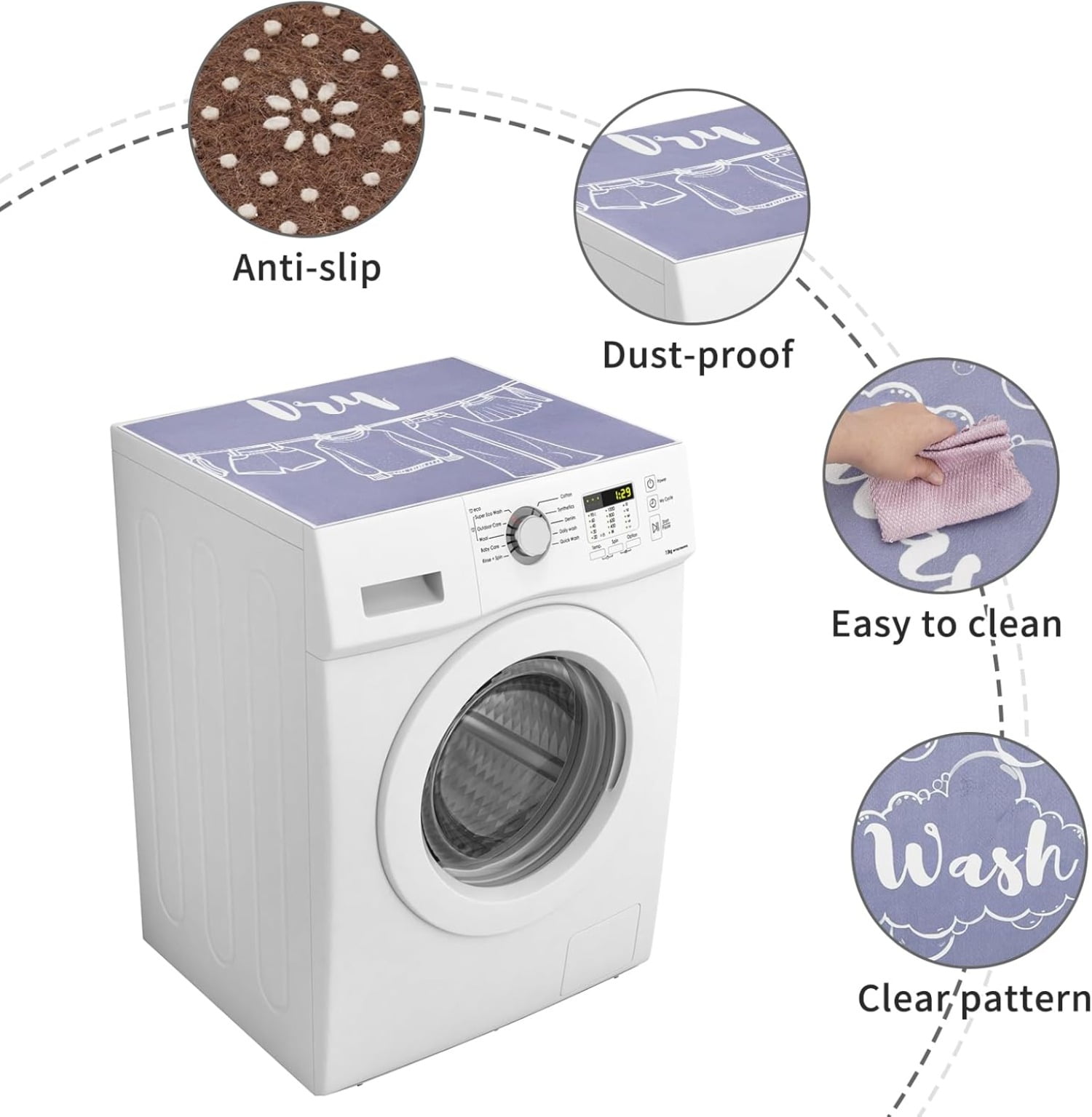 2 PCS Washer and Dryer Covers for the Top, 23.6x19.7inch Washer and Dryer Top Protector Mat, Non-Slip Dustproof Washable Pad for Laundry Room Kitchen