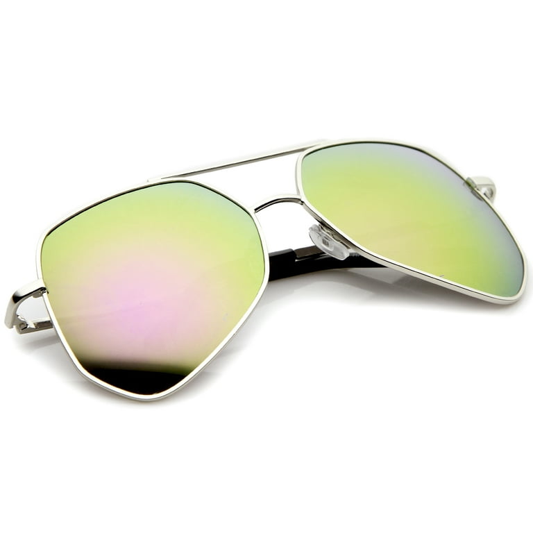 Silver Mirror Hexagonal Sunglasses