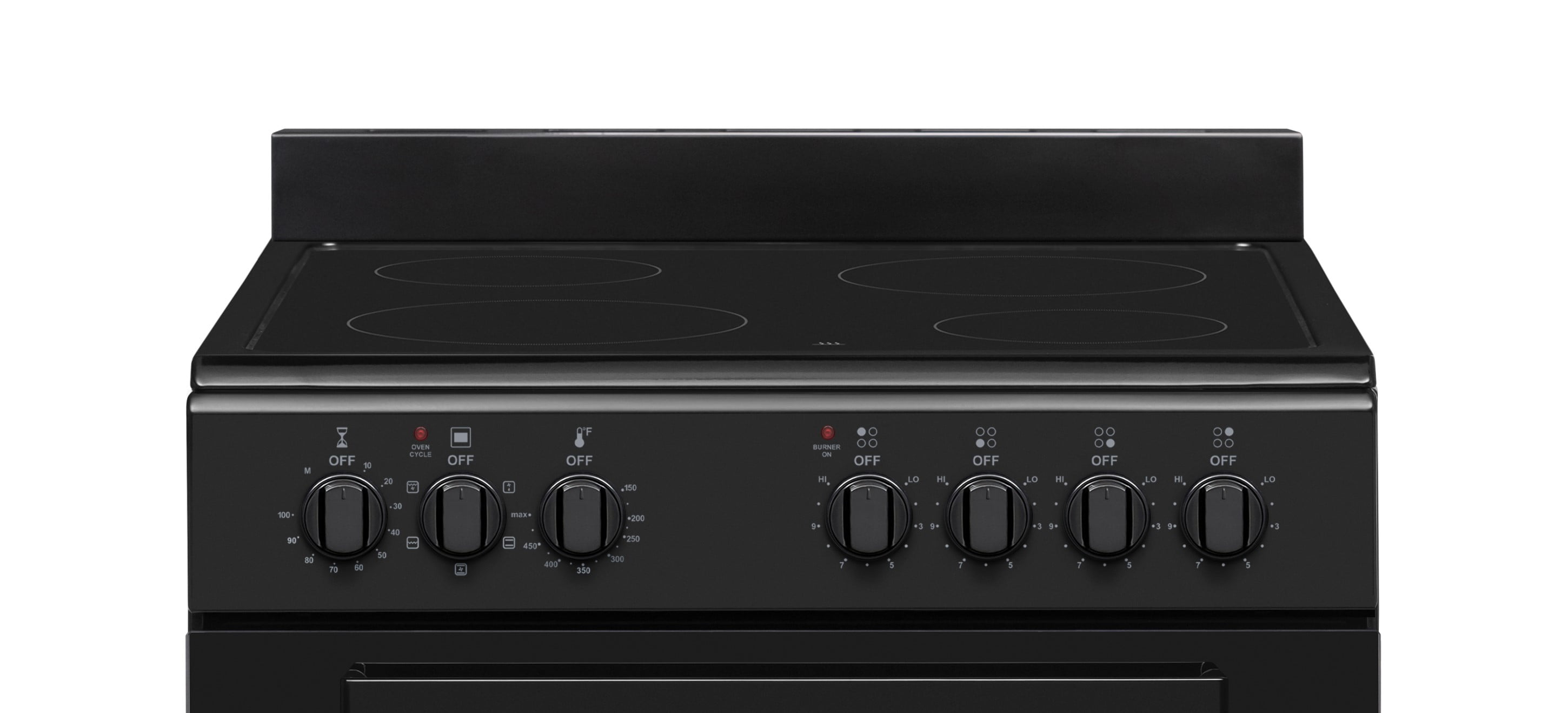 Premium Levella PREV2407VB 24" Vitroceramic Cooktop Electric Range with 4 Burners and 2.4 Cu. Ft. Single Convection Oven - Black