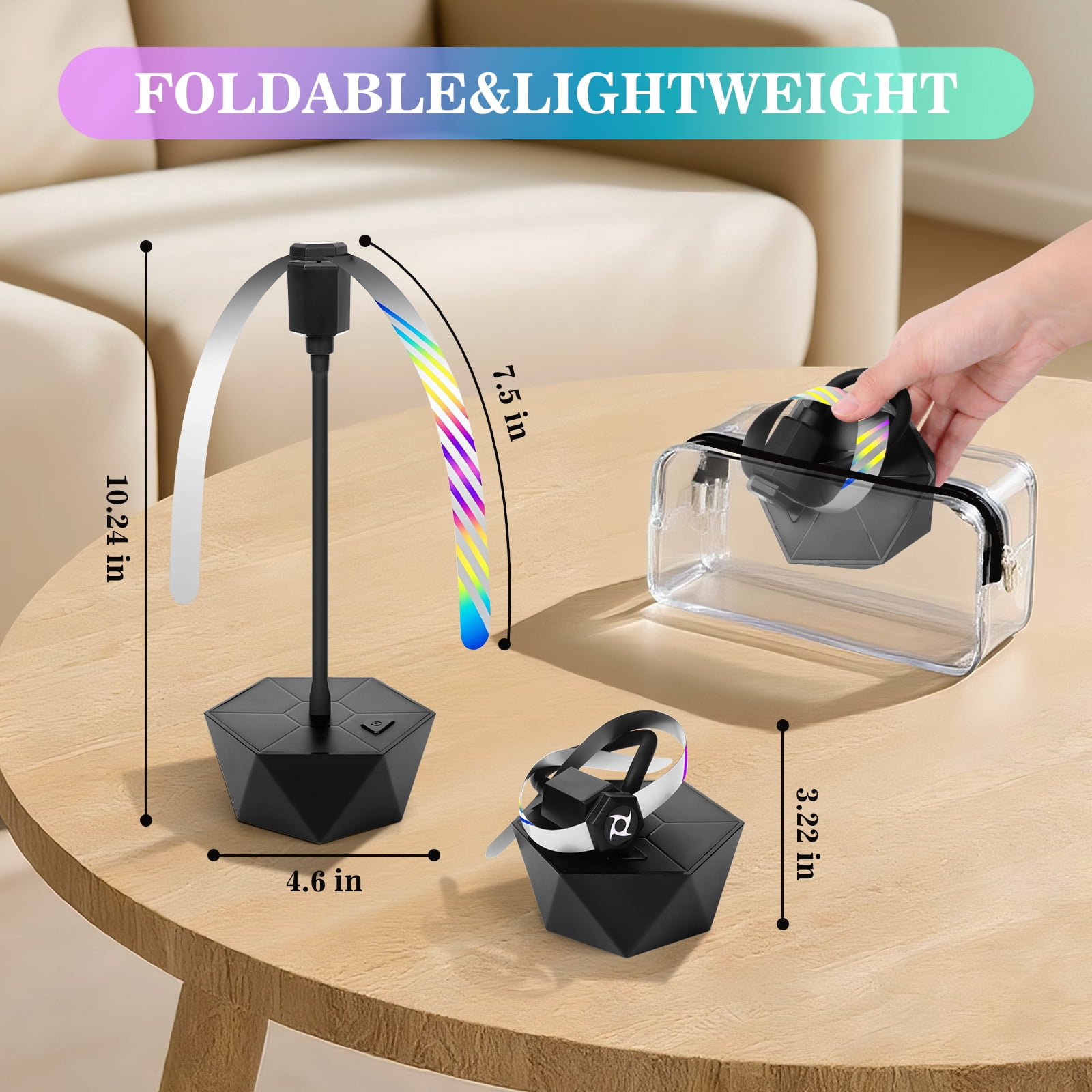 HKKDKTA Fly Fans for Tables, 4 packs Fan Portable with Holographic Blades and Hooks, Batteries Powered Table Fan for BBQ, Party, Kitchen and Picnic