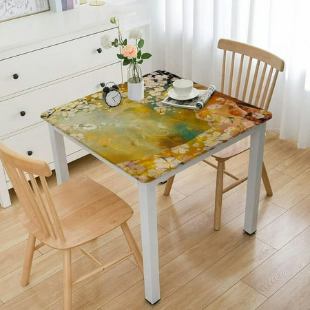 

FACANNAP Floral Patterns Square Tablecloth Full Width Single-Sided Printing 100% Polyester Fiber 52*52