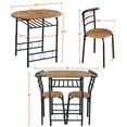 thumbnail image 3 of Yaheetech 3 Piece Modern Round Dining Table Set with Steel Legs, Brown, 3 of 6