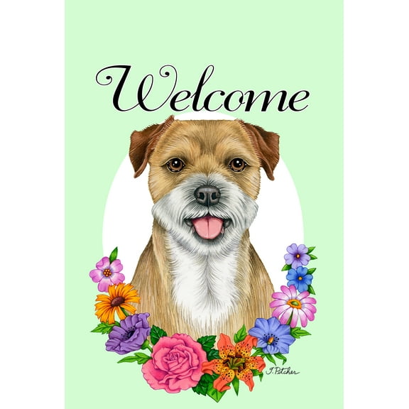 Border Terrier - Best of Breed Welcome Flowers Garden Flags