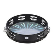 Weloille 6in Radiant Tambourine Hand Held Drum 8inch Double Row Jingles Reflective Tambourine Musical Instrument