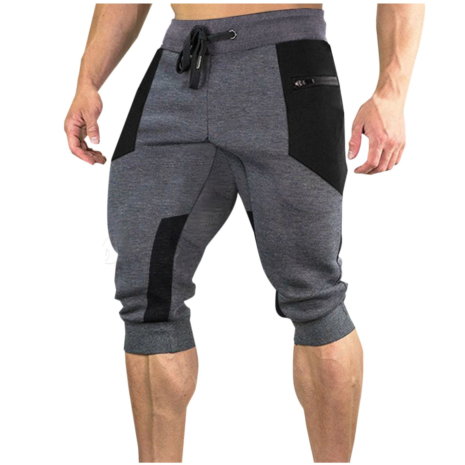 パンツ REMAKE SWEATS DOUBLE KNEE SHORTS XUETON Mens Capri Jogger 3/4 Below Knee Workout Running