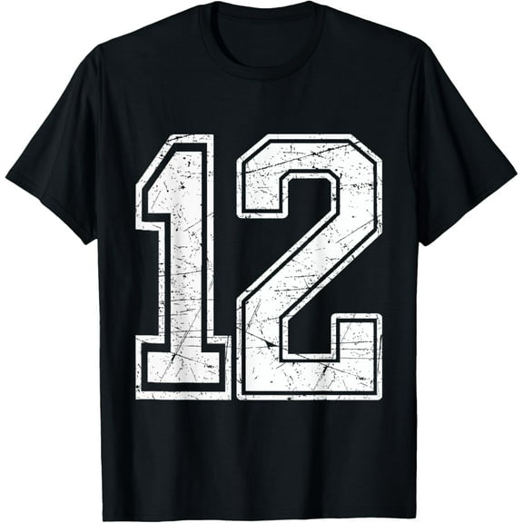 Premium Daily Comfort - Number 12 T-Shirt Birthday Varsity Sports Team Jersey T-Shirt