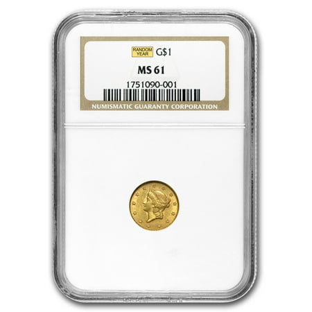Head Gold Coin - $1 Liberty Head Gold Type 1 MS-61 NGC/PCGS