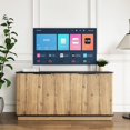 thumbnail image 2 of UZUGUL 4-Door Fluted Suction Sideboard, Wood Color with Black Top, Wave Groove Design, Easy Assembly, 2 of 6