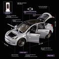thumbnail image 4 of 1:24 Scale Tesla Model Y Die-Cast Toy Car with Alloy Body, Rubber Tires & ABS Windshield – Features 6 Openable Doors, Pull-Back Motion, LED Headlights/Taillights & Acceleration Sound Effects, Ideal, 4 of 4