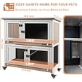 thumbnail image 4 of PETSCOSSET 36 Inch 2-Story Wooden Rabbit Hutch on Wheels with Metal Feeder, Gray, 4 of 8