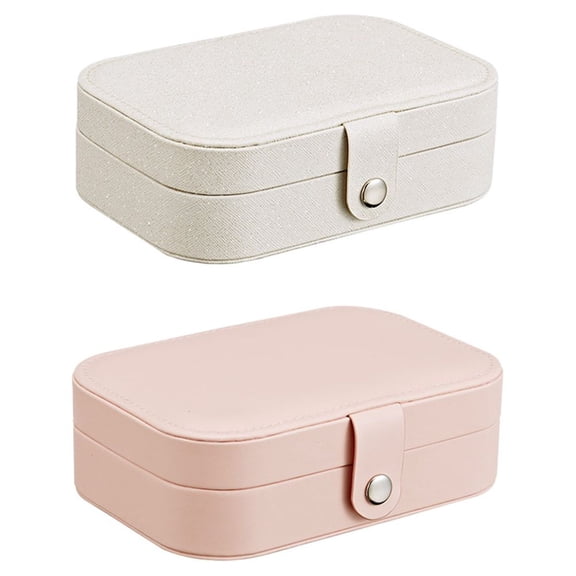 Riousery Double Layer Travel Jewelry Organizer Box for Women Deluxe PU Leather Jewelry Case for Rings Earrings Necklaces 6.5 x 4.5 x 2.2 inches / 16.5 x 11.5 x 5.5 cm