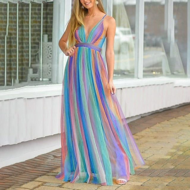 TIMIFIS Robes pour Femmes Invitées de Mariage Robes d'Été Sans Manches Décontractées Maxi Plage Florale Robe Décontractée - Été