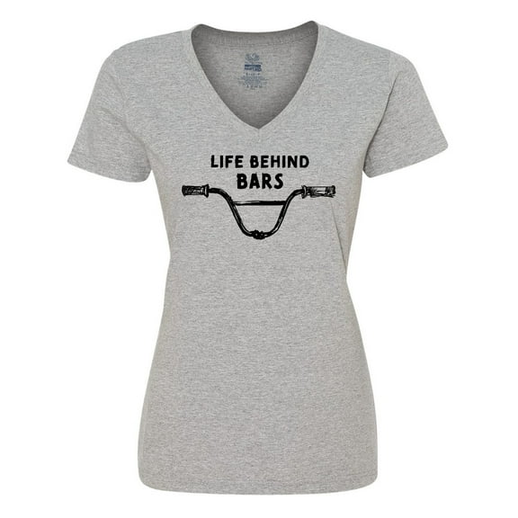 Inktastic Life Behind Bars BMX Women's V-Neck T-Shirt