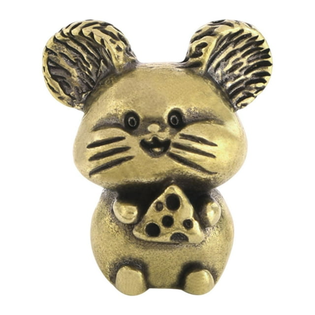 Mini estatua de ratón, tirador de cajón, perilla de gabinete, Hardware, escultura Animal, manija de puerta para habitación de niños, dormitorio, sala Bronce