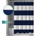 thumbnail image 3 of Customize Waterproof Navy Blue White Nautical Stripe Print Polyester Fabric Bathroom Shower Curtain 36x72IN, 3 of 6