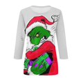 thumbnail image 4 of Chandail de Noël Abordable Corashan Chandail de Noël Laid pour Femme Nouveau Col Rond Mode Imprimé Manches 3/4 T-Shirt Imprimé Haut Ajusté Hauts Décontractés Rouge, m, 4 of 5