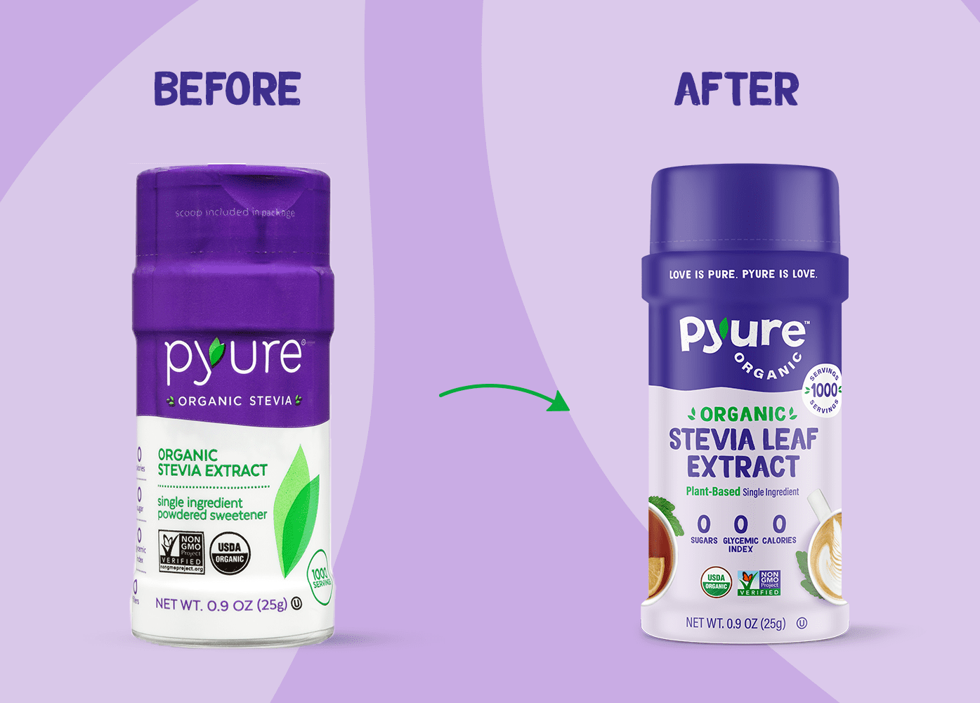 Pyure Organic Stevia Extract, Single Ingredient Powdered Sweetener, Sugar Substitute, 1,000 Servings per Container, 0.9 Ounce