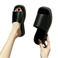 thumbnail image 4 of VerPetridure Women's Solid Color Platform Wedge Beach Slippers Open Toe Slippers Shoes Comfy Sandals Casual Comfortable Beach Sandals, 4 of 5