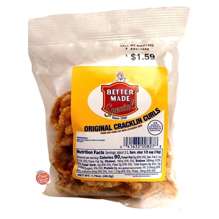 Special original cracklin curls, fried out pork with attached skin 1.75-ounce bag