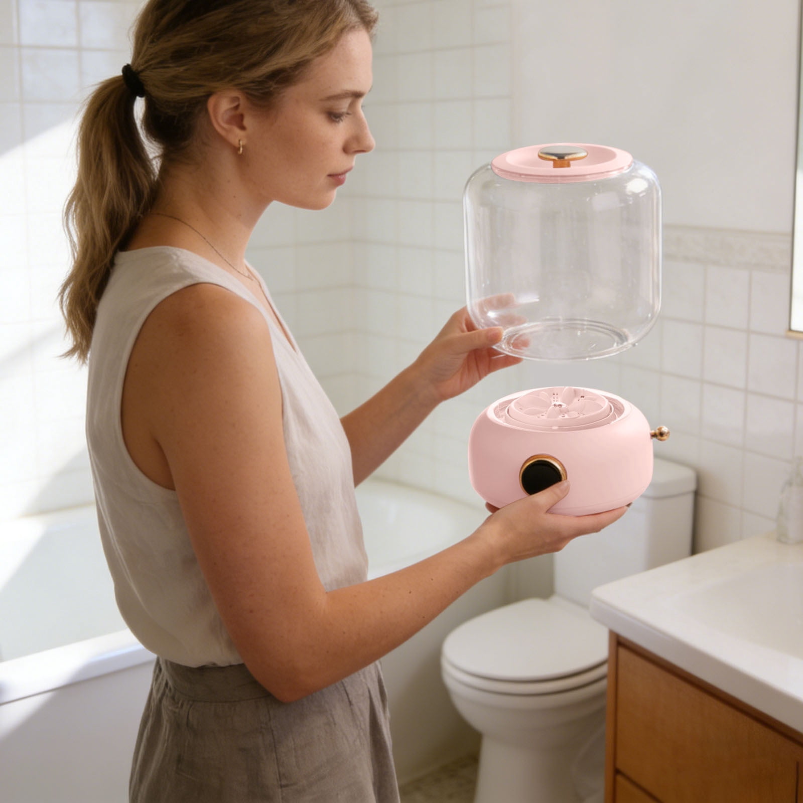 Portable USB Small Washing Machine - Rechargeable Personal Mini Washer with 3 Modes for Travel, Dorm, RV & Camping（Pink）