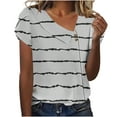 thumbnail image 2 of Teissuly Women's V-Neck Fashion Casual Printed Button-Up Blouse T-shirt Tops Blouse, 2 of 4