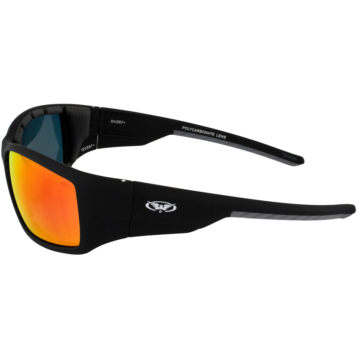 Global Vision Eyewear Kinetic Foam Padded Motorcycle Safety Sunglasses Soft Touch Black Frames with G-Tech Red Mirror Lenses - image 5 of 7
