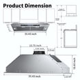 thumbnail image 5 of TABU 36 inch Under Cabinet Range Hood, 900 CFM Built-in Range Hood with 4 Speeds,Led Light,Stainless Steel, 5 of 8