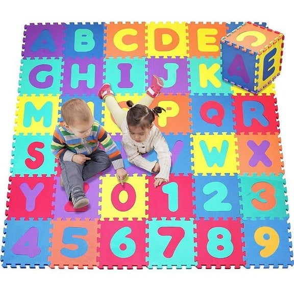 Click N' Play Alphabet and Numbers Foam Puzzle Play Mat, 36 Tiles (Each Tile Measures 12 X 12 Inch for a Total Coverage of 36 Square Feet)