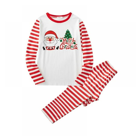 

Fantadool Christmas Autumn Family Dad Mom Kids Wear Two-piece Santa Printed Home Wear