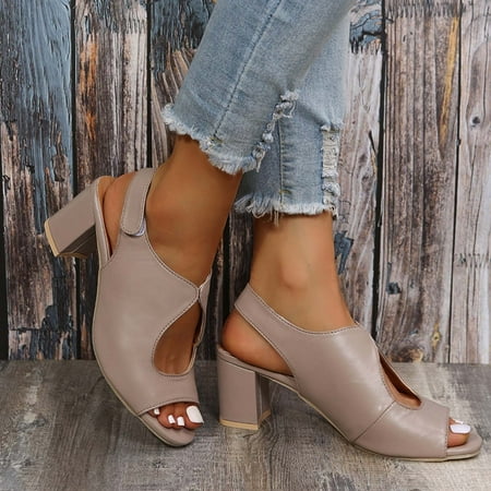 

Zpanxa Womens Sandals Peep Toe Sandals Fish Mouth 5CM High Heels Solid Color Sandals Wedge Sandals for Women Beige 37