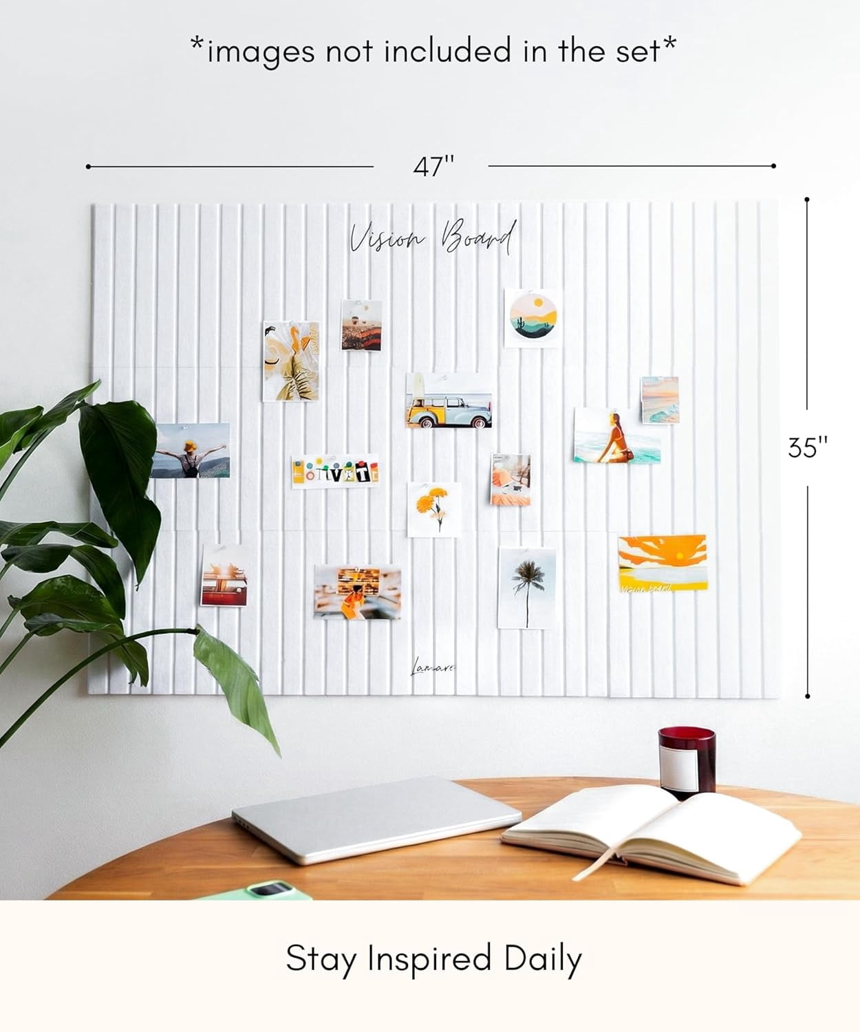 Vision Board for Wall - Aesthetic Felt Bulletin Board Tiles with Pins & Adhesive Tabs, Collage Board - Minimalist Dream Board for DIY Vision Board Supplies for Women