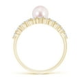 thumbnail image 2 of ANGARA Japanese Akoya Cultured Pearl Solitaire Ring with Diamonds in 14K Yellow Gold for Women | June Birthstone, Birthday, Anniversary, Jewelry Gift for Women | Pearl Ring, 2 of 8