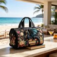 thumbnail image 6 of Quilted Embroidered Travel Duffel Bag 16x8x8 Inch, Compact Overnight Bag with Padded Handles, Gym Yoga Tote, Vacation Carry-On Bag, 6 of 6