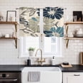 thumbnail image 2 of Sage Green Blue Floral Kitchen Curtains Small Short 39 Inch Length, Vintage Beige Botanical Grommet Top Bedroom Living Room Curtains, Light Filtering Cafe Curtain Drapes 2 Panels Set 55''x39'', 2 of 9