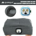 thumbnail image 4 of Unisex Beanie Hat with LED Light-AYAMAYA Acrylic Cap with USB Rechargeable Headlamp for Outdoor Hunting Camping Knitted Winter Warm Hats with Adjustable Brightness Bright Head Lamps for Men(Gray), 4 of 7