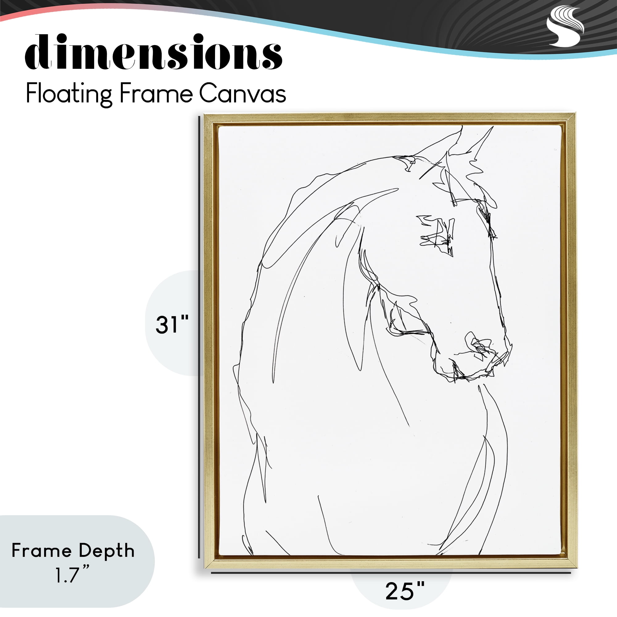 Stupell Industries Sketched Horse Contour Gold Framed Floater Canvas Wall Art, design by Lorenzo Collective