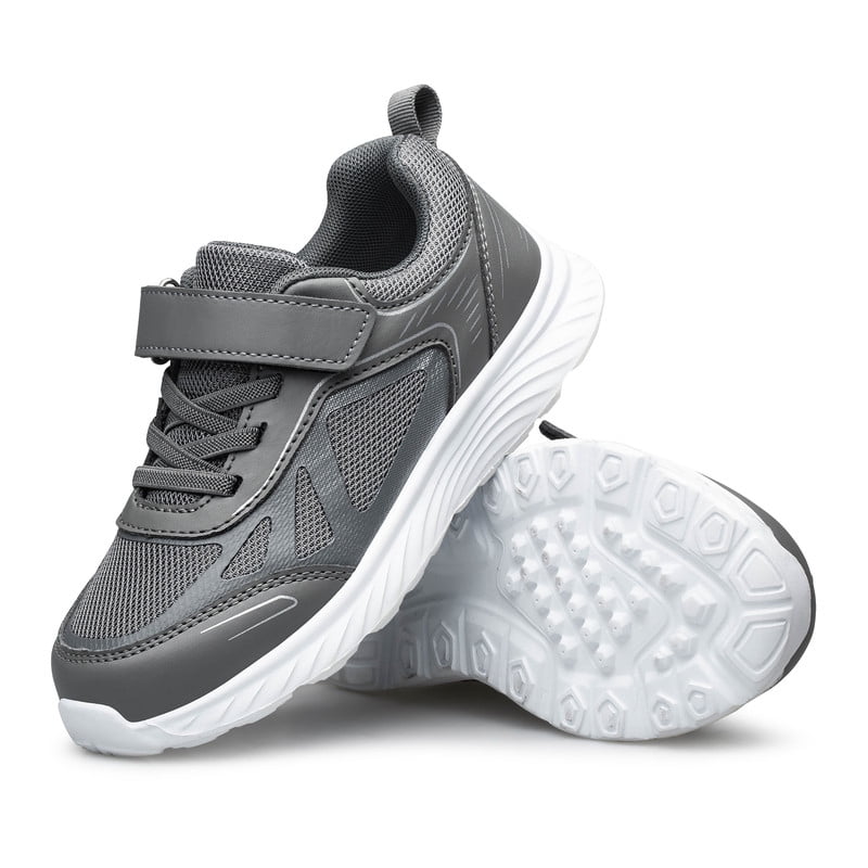 YHOON Boys Girls School Sports Shoe Lightweight Running Tennis Sneakers Walking Kids Shoes Grey Toddler Size 10