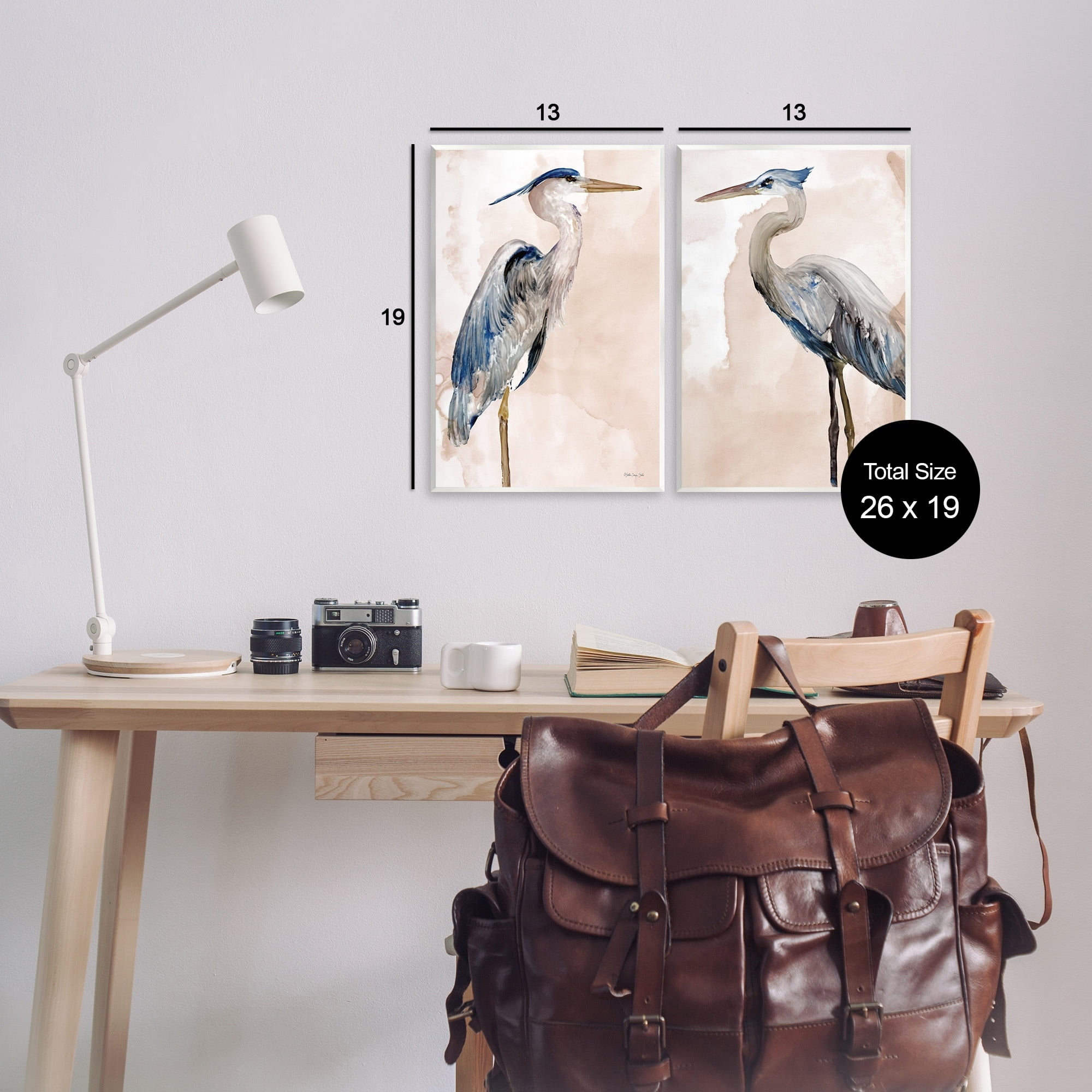 Stupell Industries Beautiful Heron Birds Standing Watercolor Painting , 13 x 19, Design by Stellar Design Studio