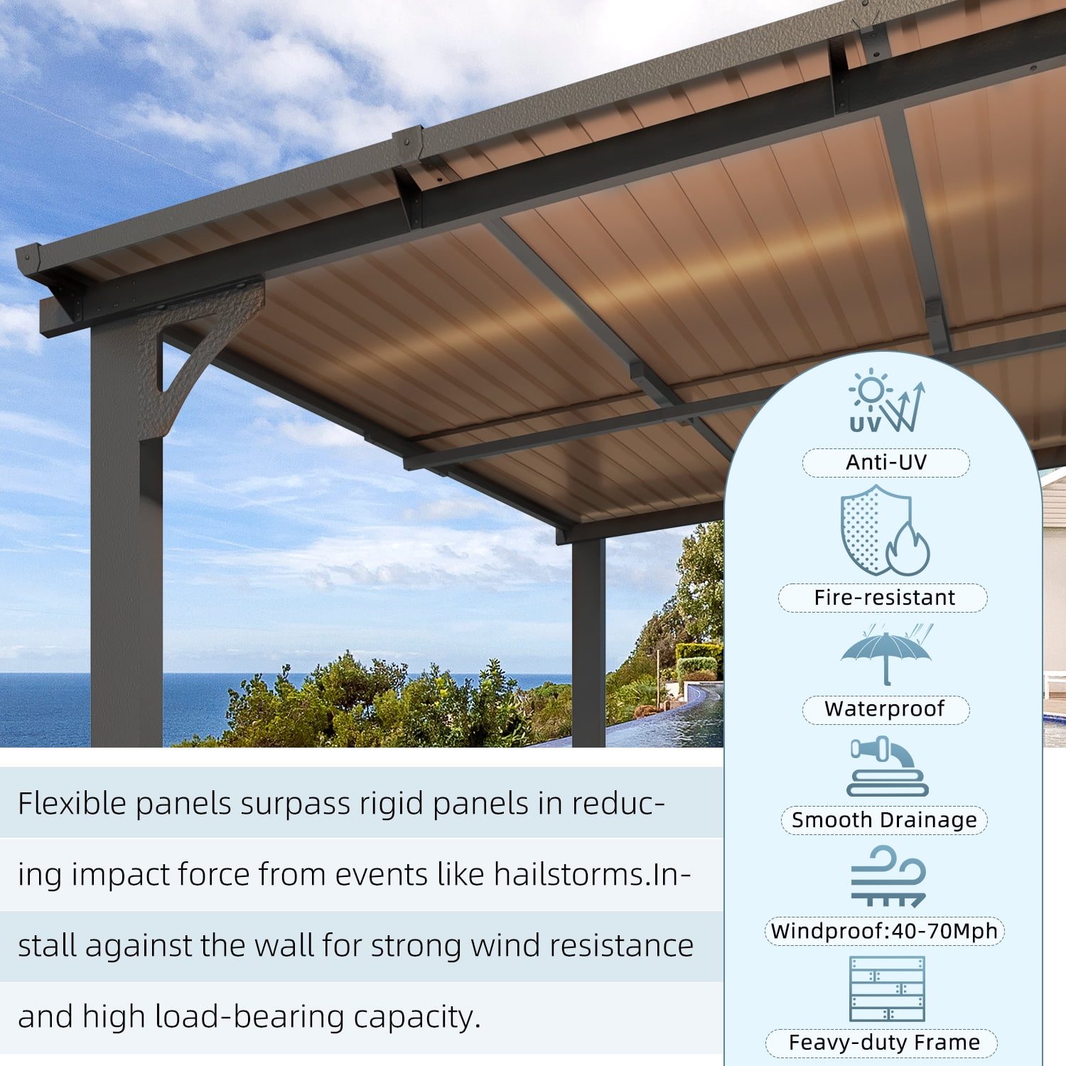 AECOJOY 5' x 8' Hardtop Gazebo Outdoor Aluminum Pergola ​For Garden, Patio, Backyard-​Black