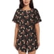 thumbnail image 1 of Balery Bulldog with Sunglasses Conjunto de Pijama para Mujer con Estampado, Dos Piezas de Manga Corta y Shorts, Ropa de Dormir Suave con Cuello Redondo y Bolsillos-3X-Large, 1 of 6