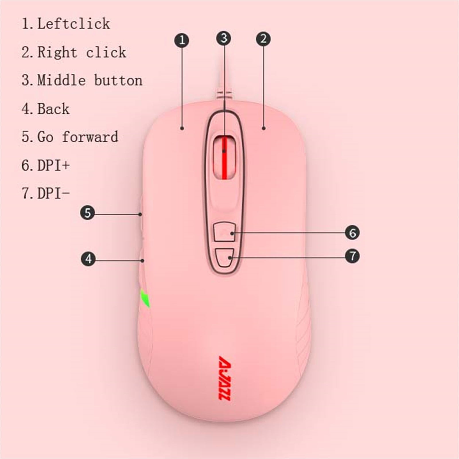 YZEGDCH Electronics AJ125 7-button sensor 10000 DPI wired gaming mouse for desktop PC notebook,Pink