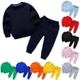 thumbnail image 6 of Baby Deals!Baby Girl Fall Outfits Girls Boys Solid T-Shirt Kids Long Sleeve Thin Pullover Toddler Baby Tops Blouse and Sweatpants Outfit Set Cotton Toddlers Halloween Outfits for Boys 3-4 Years, 6 of 6